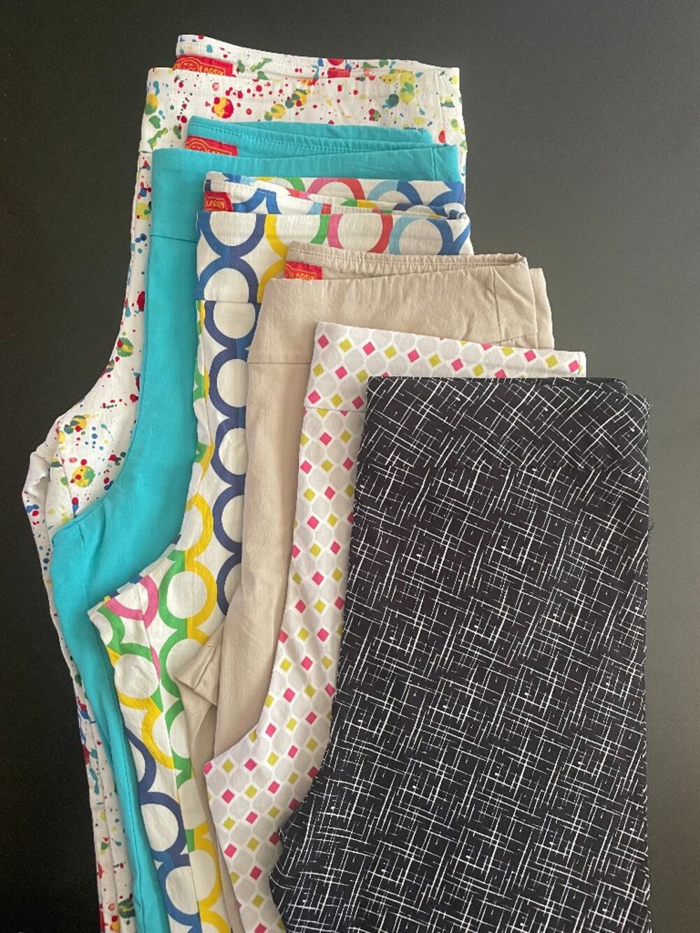 Bundle of Six (6) Pairs of Krazy Larry Pants Size 14 Pull On Stretch straight